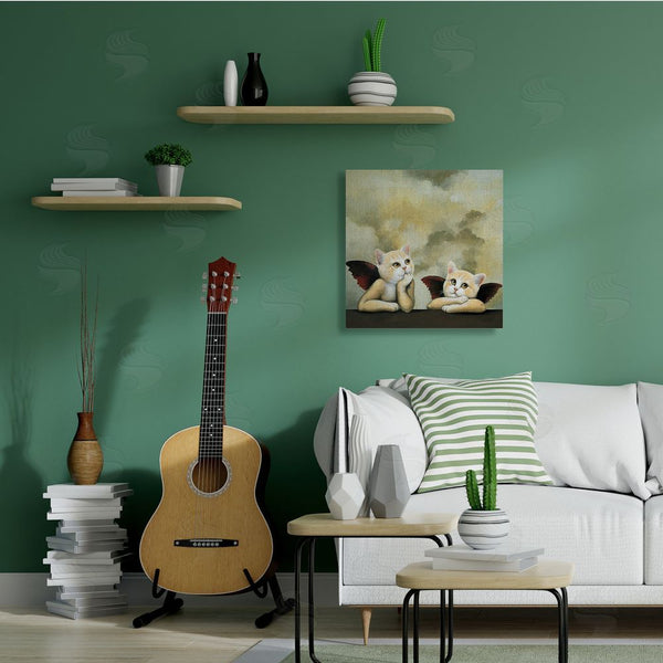 Stupell Industries Chameleon Design Inc. | Kitten Cherub Angels Classic Painting Parody Wall Art