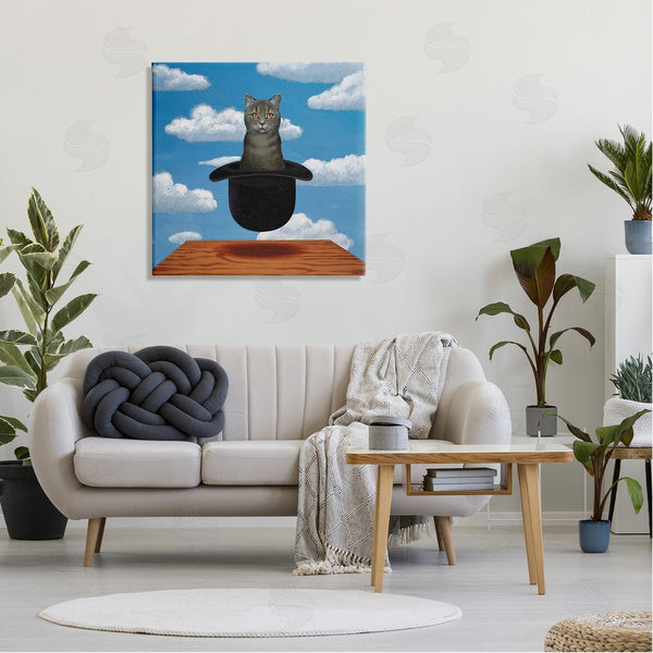 Stupell Industries Chameleon Design Inc. | Surreal Grey Cat Floating Hat Cloudy Sky Wall Art
