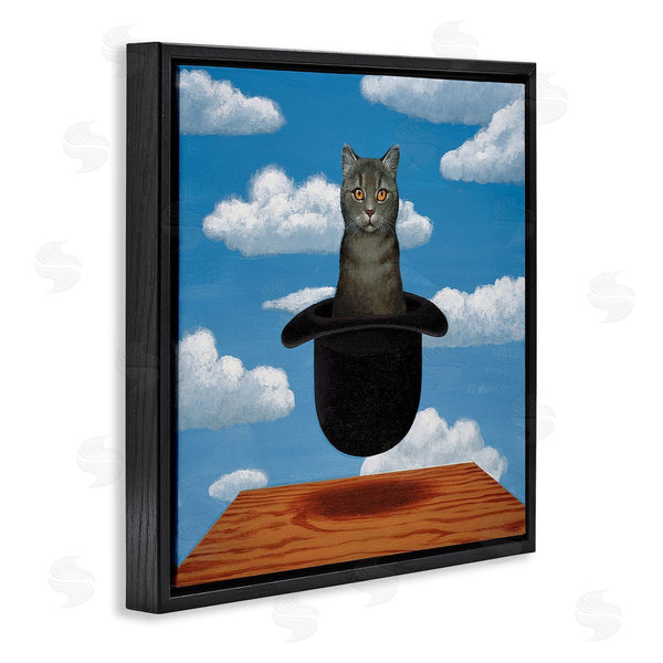 Stupell Industries Chameleon Design Inc. | Surreal Grey Cat Floating Hat Cloudy Sky Wall Art