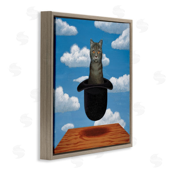 Stupell Industries Chameleon Design Inc. | Surreal Grey Cat Floating Hat Cloudy Sky Wall Art