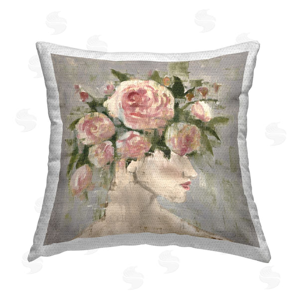 Stupell Industries Charity Henderson | Abstract Woman With Roses Printed Throw Pillow