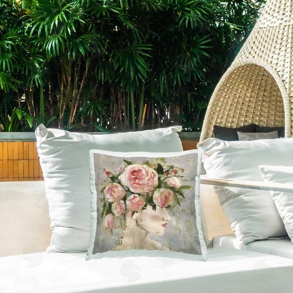 Stupell Industries Charity Henderson | Abstract Woman With Roses Printed Throw Pillow