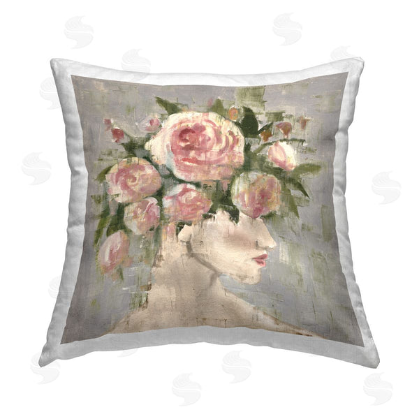 stupell industries Charity Henderson | Abstract Woman with Roses Printed Throw Pillow