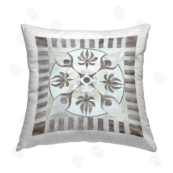 Stupell Industries Charity Henderson | Bohemian Stripes Floral Pattern Printed Throw Pillow
