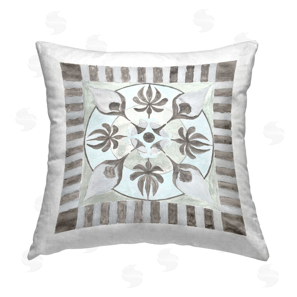 stupell industries Charity Henderson | Bohemian Stripes Floral Pattern Printed Throw Pillow