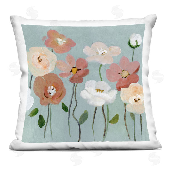 stupell industries Charity Henderson | Boho Blooms on Blue Printed Throw Pillow