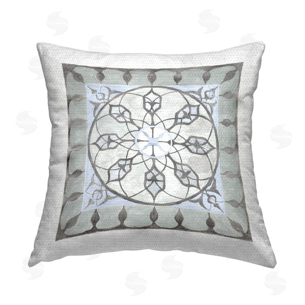 Stupell Industries Charity Henderson | Boho Grey Circle Fractal Pattern Printed Throw Pillow