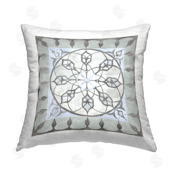 stupell industries Charity Henderson | Boho Grey Circle Fractal Pattern Printed Throw Pillow