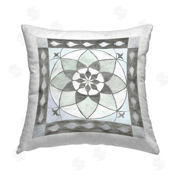 Stupell Industries Charity Henderson | Grey Abstract Fractal Pattern Printed Throw Pillow