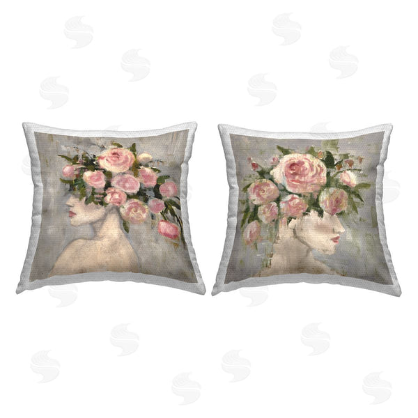 Stupell Industries Charity Henderson | Pink Peonie Females Printed Throw Pillow Set