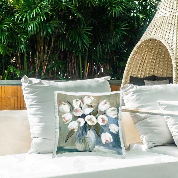 Stupell Industries Charity Henderson | White Tulip Vase Printed Throw Pillow