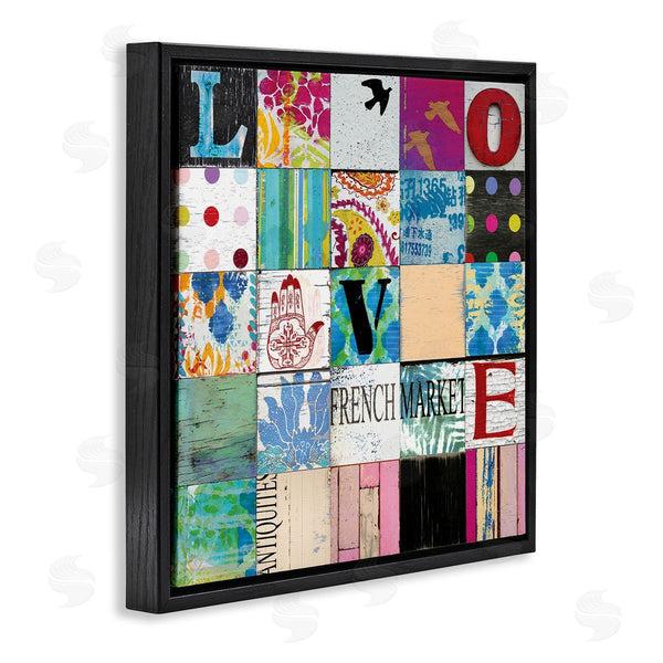 Stupell Industries Charlie Carter | Love Typography Collage Vintage Icons Patchwork Wall Art