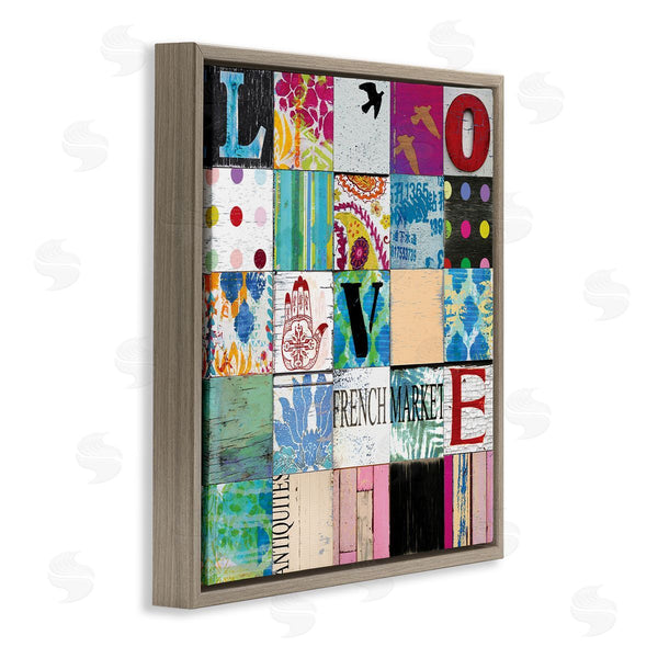 Stupell Industries Charlie Carter | Love Typography Collage Vintage Icons Patchwork Wall Art