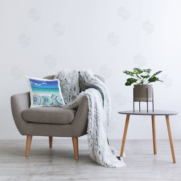 Stupell Industries Charlie Carter | Three Beach Umbrellas View Printed Throw Pillow