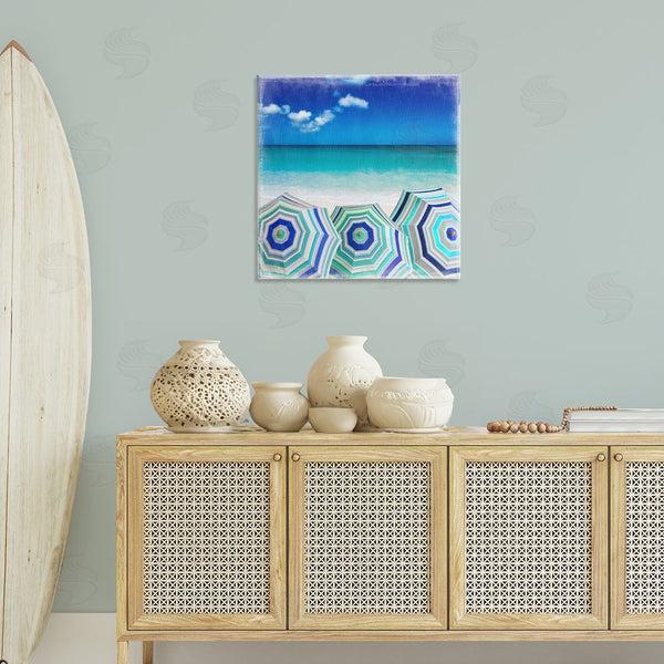 Stupell Industries Charlie Carter | Three Beach Umbrellas View Wall Art