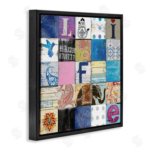 Stupell Industries Charlie Carter | Vintage Icon Collage Life Typography Rustic Elephant Wall Art
