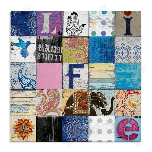 stupell industries Charlie Carter | Vintage Icon Collage Life Typography Rustic Elephant Wall Art