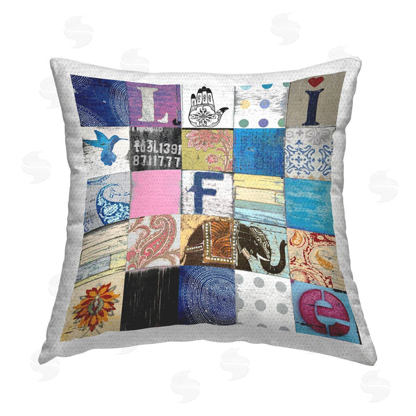 Stupell Industries Charlie Carter | Vintage Life Collaged Pattern Printed Throw Pillow