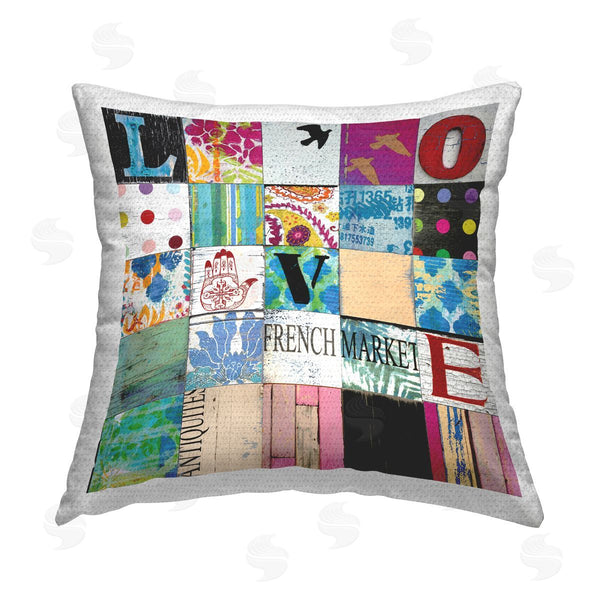 Stupell Industries Charlie Carter | Vintage Love Letter Collage Printed Throw Pillow