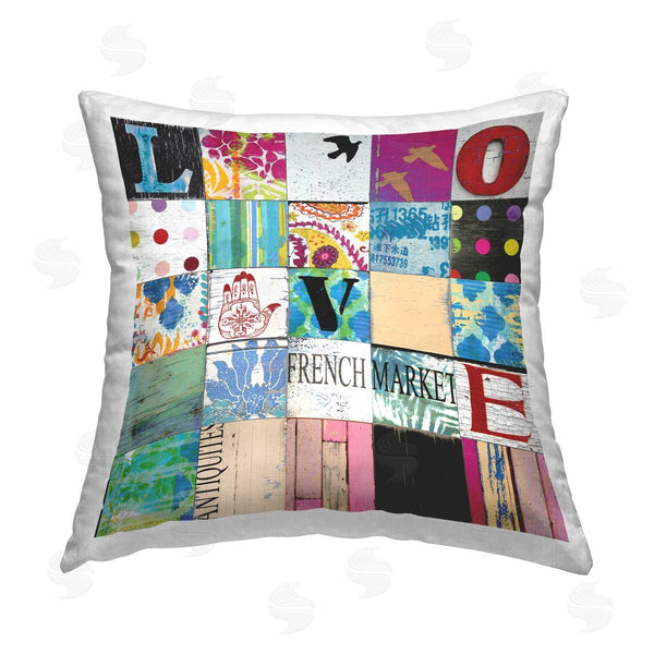 stupell industries Charlie Carter | Vintage Love Letter Collage Printed Throw Pillow