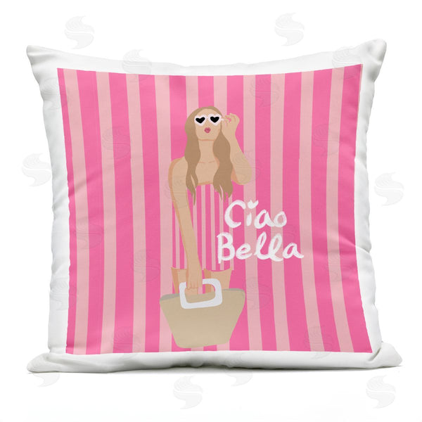 stupell industries Chen Alyesh | Pink Striped Glam Girl Printed Throw Pillow
