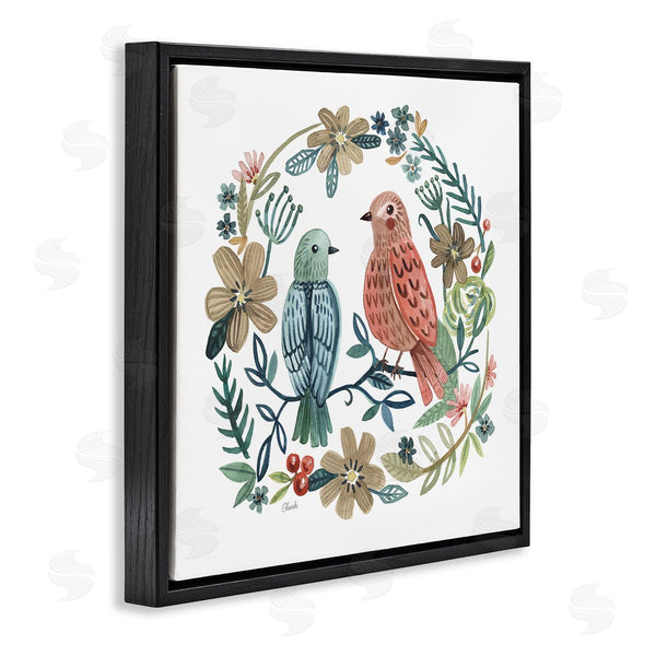 Stupell Industries Cherish Flieder | Birds Perched Natural Floral Wreath Wall Art