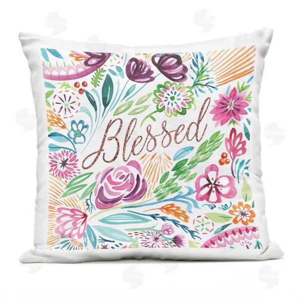 Stupell Industries Cherish Flieder | Blessed Whimsical Flower Shapes Printed Throw Pillow
