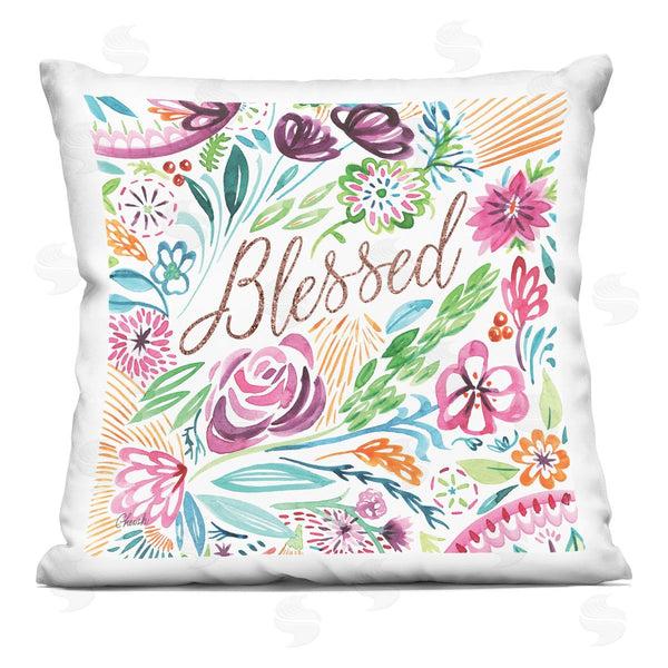 stupell industries Cherish Flieder | Blessed Whimsical Flower Shapes Printed Throw Pillow