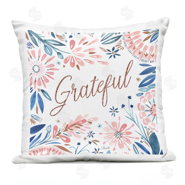 Stupell Industries Cherish Flieder | Grateful Pink Floral Border Printed Throw Pillow