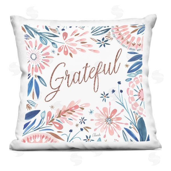 stupell industries Cherish Flieder | Grateful Pink Floral Border Printed Throw Pillow