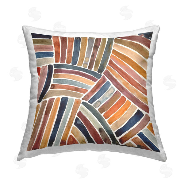stupell industries Cheryl Warrick | Boho Alternating Stripes Pattern Printed Throw Pillow