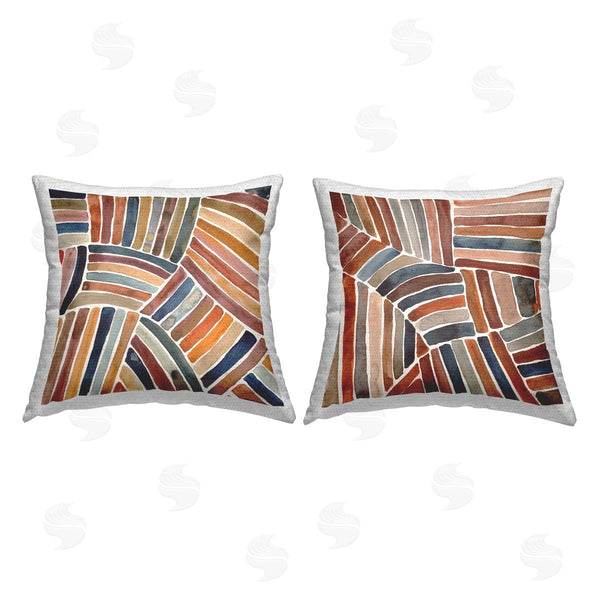 Stupell Industries Cheryl Warrick | Muted Boho Patterned Stripes Printed Throw Pillow Set
