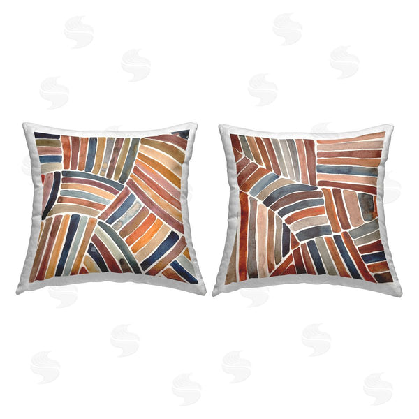 stupell industries Cheryl Warrick | Muted Boho Patterned Stripes Printed Throw Pillow Set