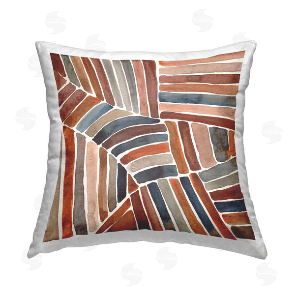 stupell industries Cheryl Warrick | Neutral Boho Stripes Pattern Printed Throw Pillow