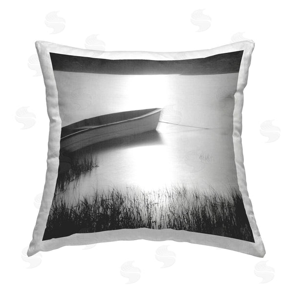 stupell industries Chip Forelli | Rowboat on Peaceful Shore Printed Throw Pillow