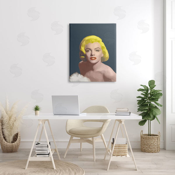 Stupell Industries Chris Consani | Blonde Pop Vintage Marilyn Fashion Icon Over Blue Wall Art