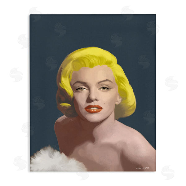 stupell industries Chris Consani | Blonde Pop Vintage Marilyn Fashion Icon over Blue Wall Art