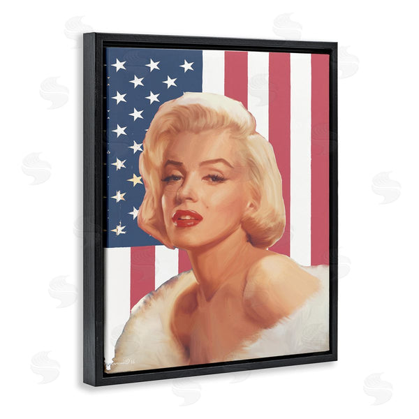Stupell Industries Chris Consani | Vintage Americana Icon Marilyn Over US Flag Wall Art