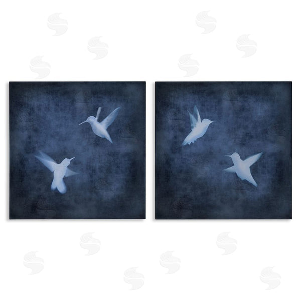 stupell industries Chris Donovan | Modern Blue Birds Flying Silhouettes Wall Art