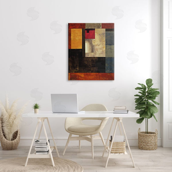 Stupell Industries Chris Donovan | Rich Red Geometric Squares Wall Art