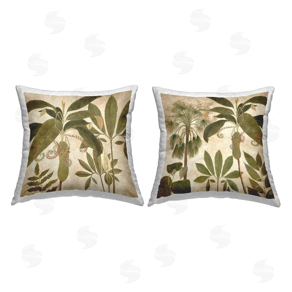 Stupell Industries Chris Donovan | Vintage Vegetation Leaves Printed Throw Pillow Set