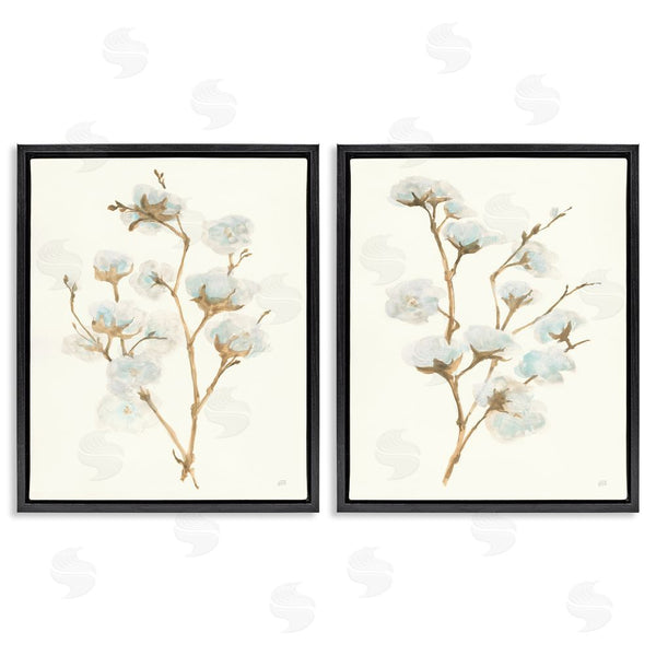 Stupell Industries Chris Paschke | Cotton Flower Stems Rustic Floral Wall Art