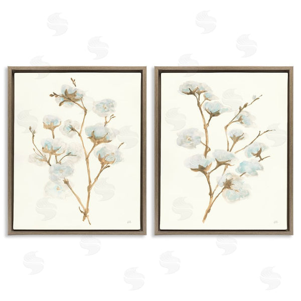 Stupell Industries Chris Paschke | Cotton Flower Stems Rustic Floral Wall Art