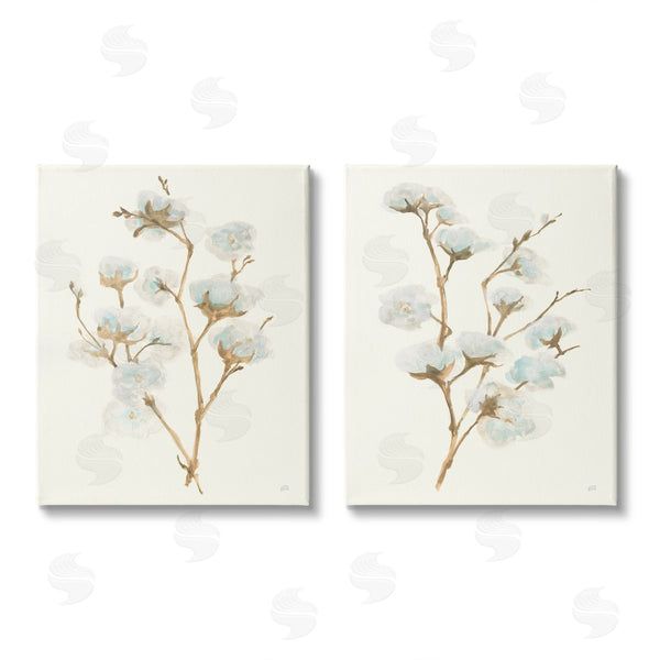 stupell industries Chris Paschke | Cotton Flower Stems Rustic Floral Wall Art