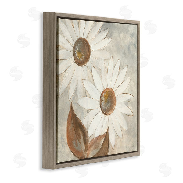 Stupell Industries Chris Paschke | White Neutral Daisy Florals Vintage Charm