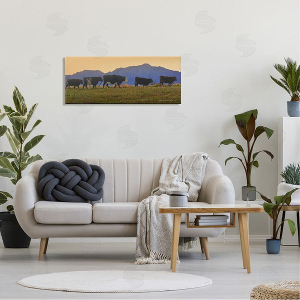 Stupell Industries Chris Vest | Grazing Cows Country Meadow Mountains Wall Art