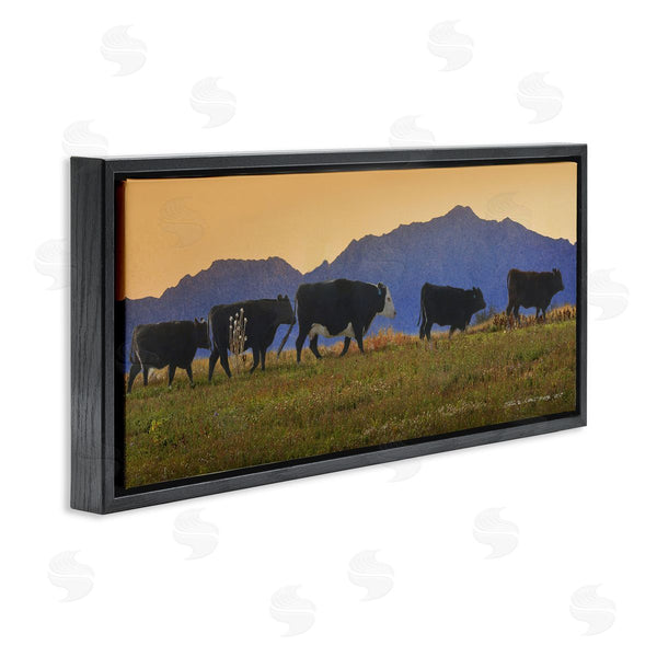 Stupell Industries Chris Vest | Grazing Cows Country Meadow Mountains Wall Art