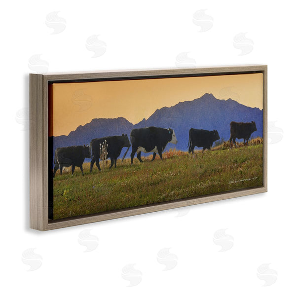 Stupell Industries Chris Vest | Grazing Cows Country Meadow Mountains Wall Art