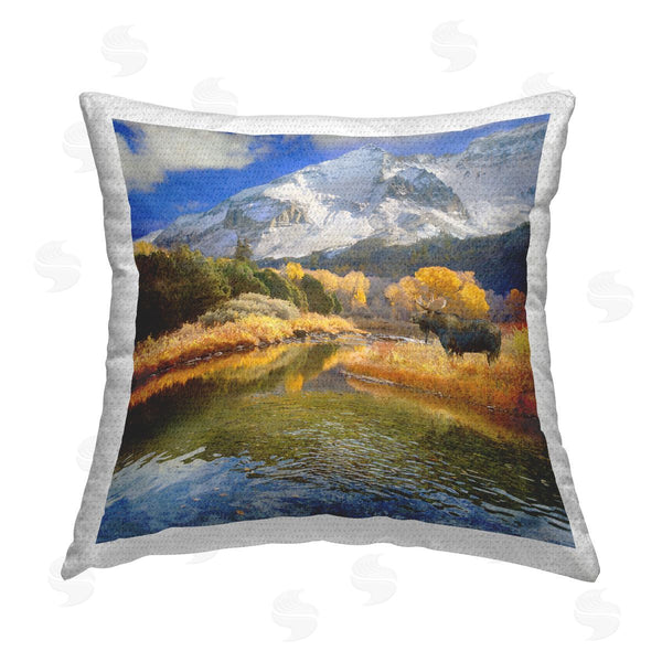 Stupell Industries Chris Vest | Moose On Dolores River Printed Throw Pillow