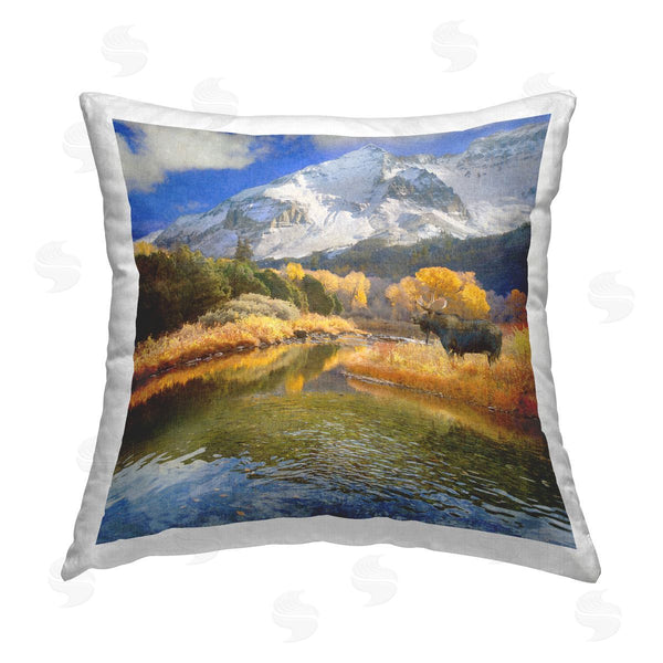 stupell industries Chris Vest | Moose on Dolores River Printed Throw Pillow